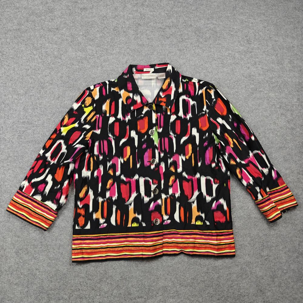 Draper's & Damon's Tunic Womens Large Multicolor Button-Up Stretch Geometric